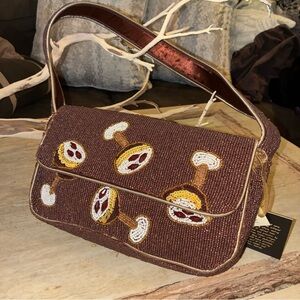 NWT Handcrafted in India Espresso Martini VIRAL Beaded Shoulder Bag